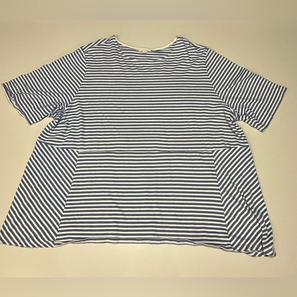 J Jill Striped Blue and White Women's Knit Top Size 3X - Picture 1 of 4